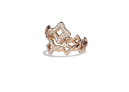 Rose Gold Plated CZ Studded Twisted Wire Womens Ring